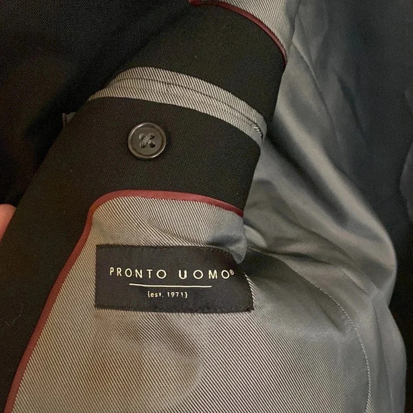 Pronto Uomo Black Wool Blend Suit Jacket Size 48R - Picture 7 of 8